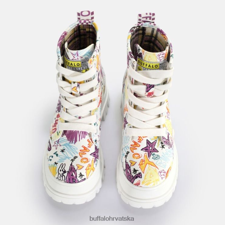 bijeli grafit Buffalo aspha lace up hi ankle-boot vegan |čizme TDD6T375